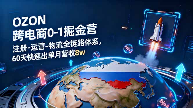 OZON跨境电商0-1掘金营：注册-运营-物流全链路体系，60天快速出单月营收8w-路子网
