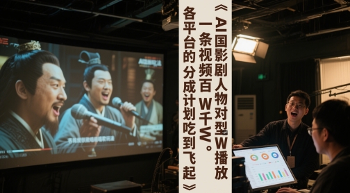 AI三国影视剧人物对口型唱歌玩法，一条视频百W千W播放，各平台的分成计划吃到飞起-路子网