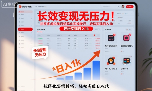 长效变现无压力！拼多多虚拟类目矩阵化实操技巧，轻松实现日入1k【揭秘】-路子网