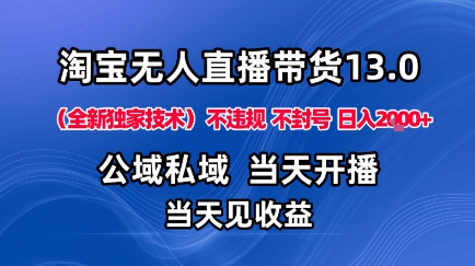 淘宝无人直播13.0，公域私域技术，不封号，不违规布局下半年旺季赛道，日入1K+(独家技术)【揭秘】-路子网