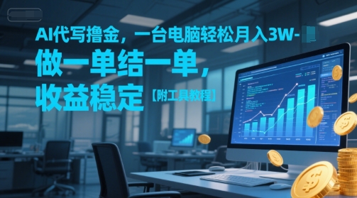 AI代写撸金，一台电脑轻松月入1-3W，做一单结一单，收益稳定【附工具教程】-路子网