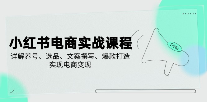 小红书电商实战课程，详解养号、选品、文案撰写、爆款打造，实现电商变现-路子网