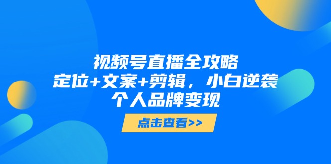 视频号直播全攻略，定位+文案+剪辑，小白逆袭个人品牌变现-路子网