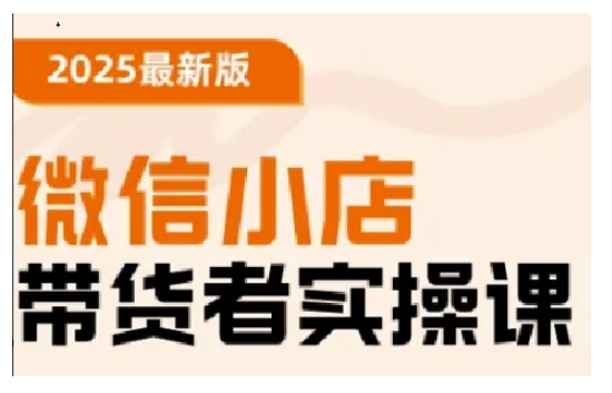 2025最新版微信小店带货者实操课，基础操作到高级运营技巧，快速上手-路子网