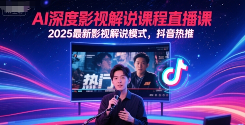 AI深度影视解说课程直播课，2025最新影视解说模式，抖音热推-路子网