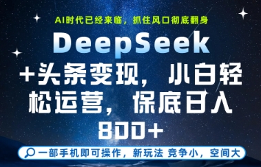 DeepSeek+头条变现，保姆级教学，小白轻松上手，日入8张+【揭秘】-路子网