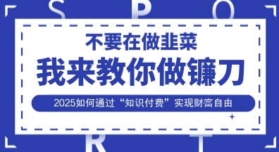 韭菜生涯终结者，我来教你做镰刀，2025如何通过“知识付费”实现财F自由【揭秘】-路子网