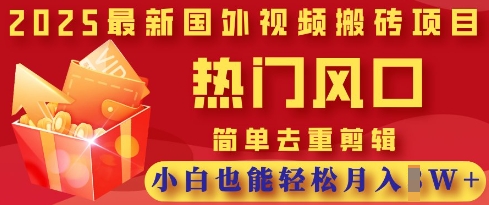 2025最新视频搬砖项目，热门风口，简单去重剪辑，小白也能轻松月入过W-路子网