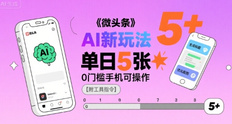 微头条AI新玩法，小白单日5张+，0门槛手机可操作【附工具指令】-路子网