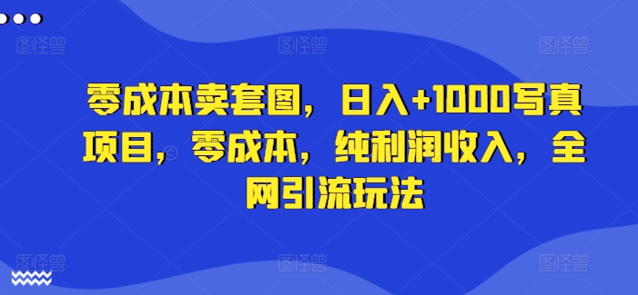 零成本卖套图，日入+1000写真项目，零成本，纯利润收入，全网引流玩法-路子网