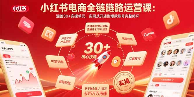 小红书电商全链路运营课：涵盖30+实操单元，实现从开店到爆款账号完整闭环-路子网