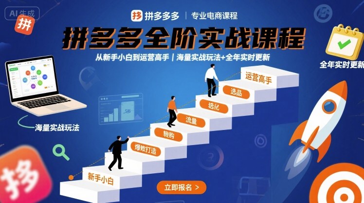 拼多多全阶实战课程，从新手小白到运营高手，海量实战玩法+全年实时更新【2025年10月更新】-路子网