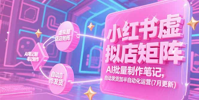 小红书虚拟店矩阵，AI批量制作笔记，自动发货加半自动化运营(7月更新-路子网