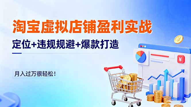 淘宝虚拟店铺盈利实战：定位+违规规避+爆款打造，月入过万很轻松！-路子网