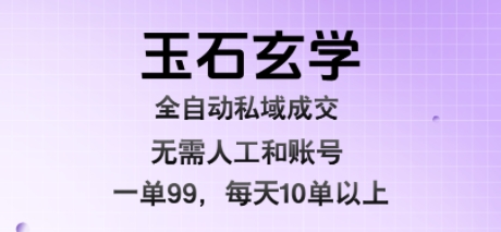 玉石玄学全自动私域成交，一单99每天十单以上，无需人工和矩阵账号，蓝海项目直接干【揭秘】-路子网