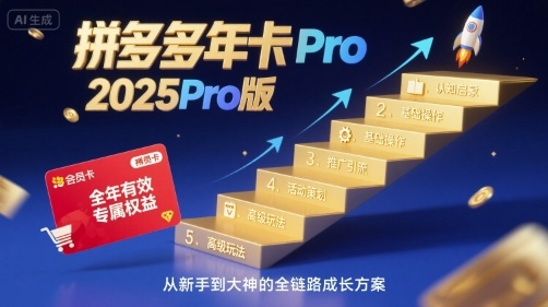 拼多多年卡2025Pro版，五大板块从认知到基础、从推广到活动、从活动到玩法-路子网