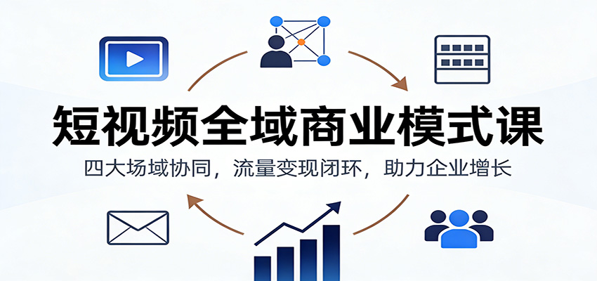 短视频全域商业模式课：四大场域协同，流量变现闭环，助力企业增长-路子网