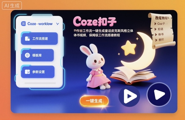 Coze扣子工作流一键生成童话皮克斯风格立体书视频，保姆级工作流搭建教程-路子网