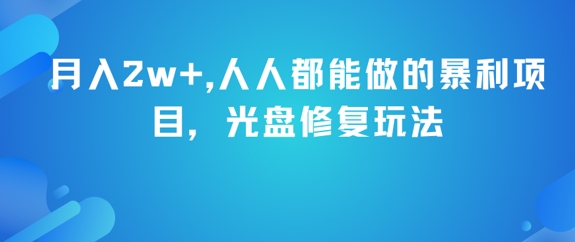 月入2w+，人人都能做的暴利项目，光盘修复玩法-路子网