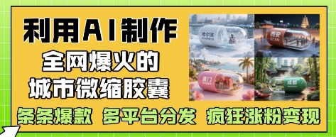 利用AI制作全网爆火的城市微缩胶囊，条条爆款， 多平台分发，疯狂涨粉变现-路子网