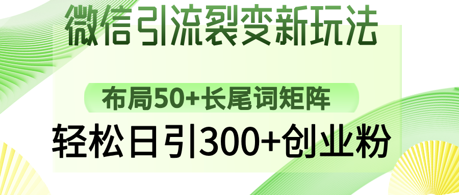微信引流裂变新玩法：布局50+长尾词矩阵，轻松日引300+创业粉-路子网