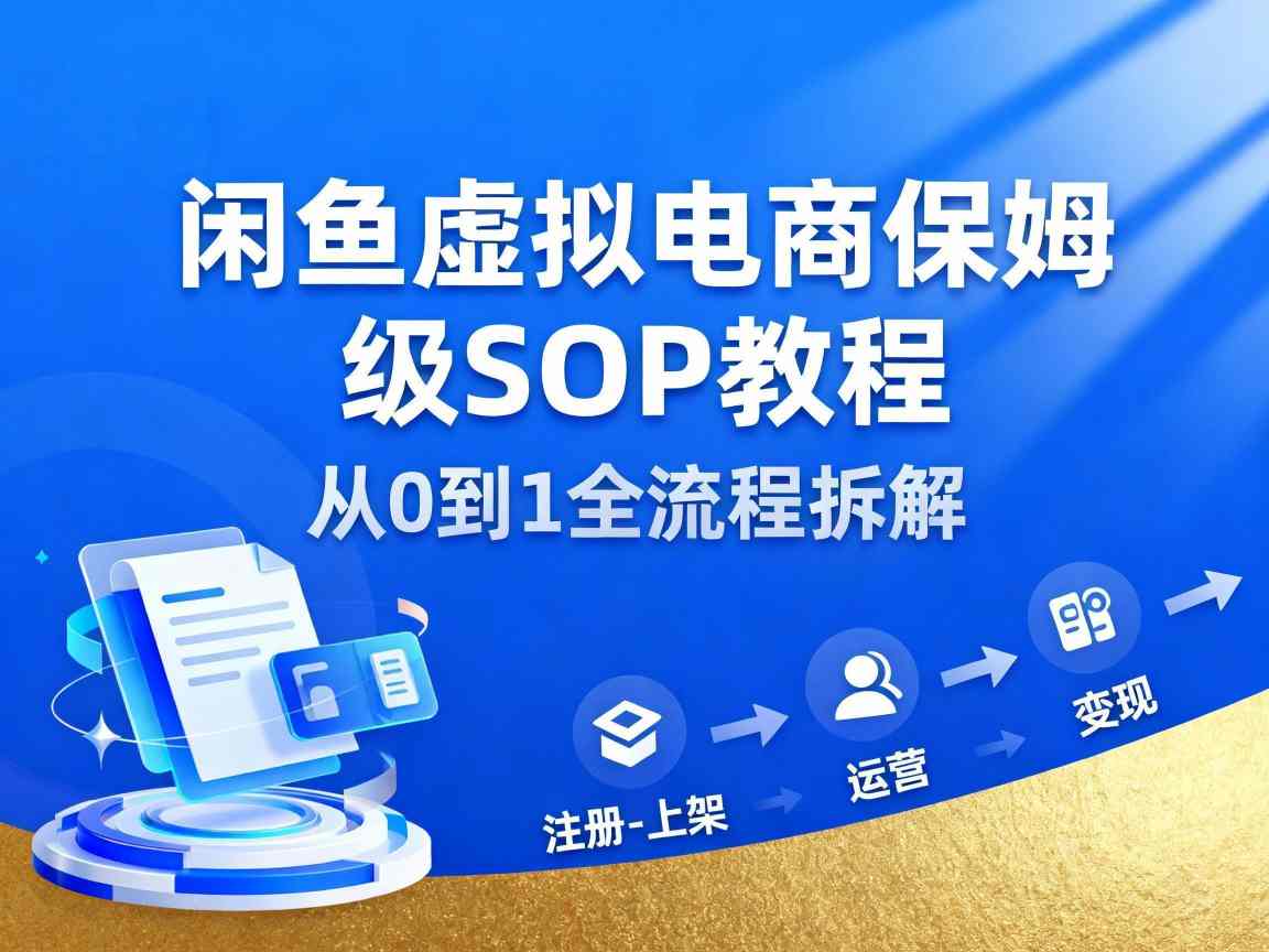 闲鱼虚拟电商，月入轻松过1W，保姆级SOP教程-路子网