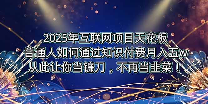 2025年互联网项目天花板，普通人如何通过卖项目实现逆风翻盘，月入5W＋！-路子网