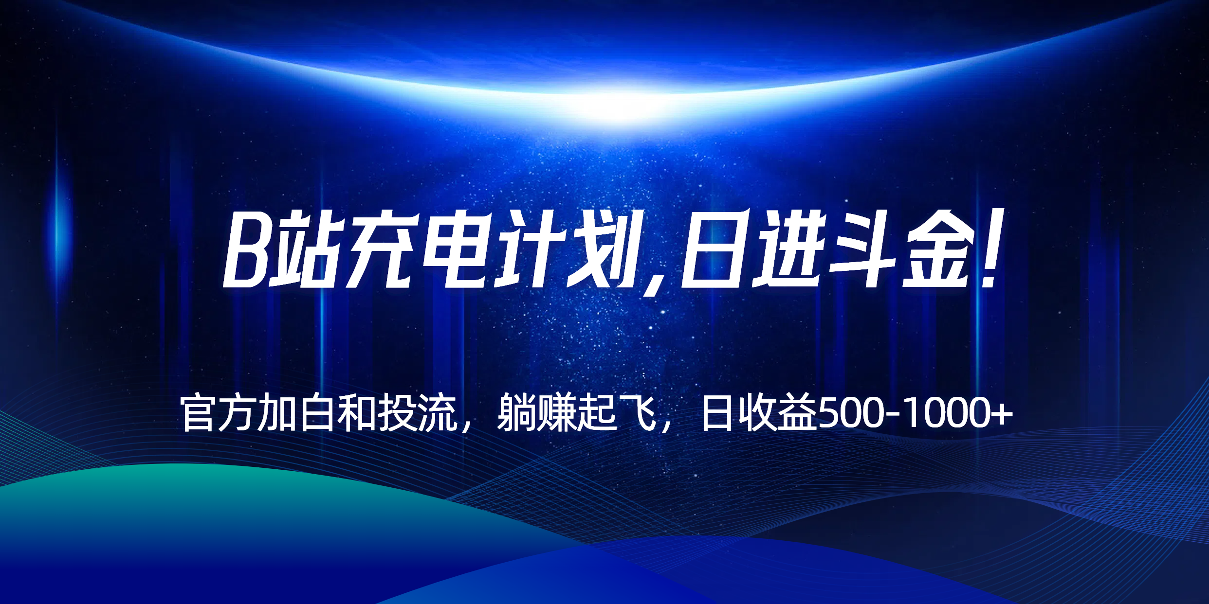 B站充电计划，官方加白和投流，躺赚起飞，日收益500-1000+！-路子网