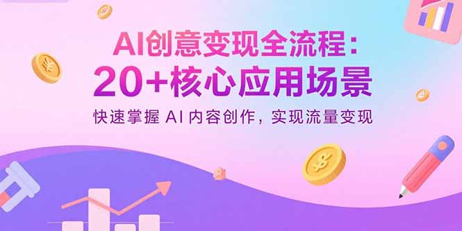 AI创意变现全流程：20+核心应用场景，快速掌握AI内容创作，实现流量变现-路子网