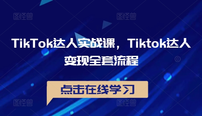 TikTok达人实战课，Tiktok达人变现全套流程-路子网