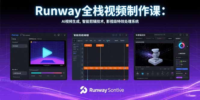 Runway全栈视频制作课：AI视频生成，智能剪辑技术，影视级特效处理系统-路子网