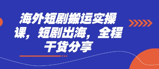 海外短剧搬运实操课，短剧出海，全程干货分享-路子网