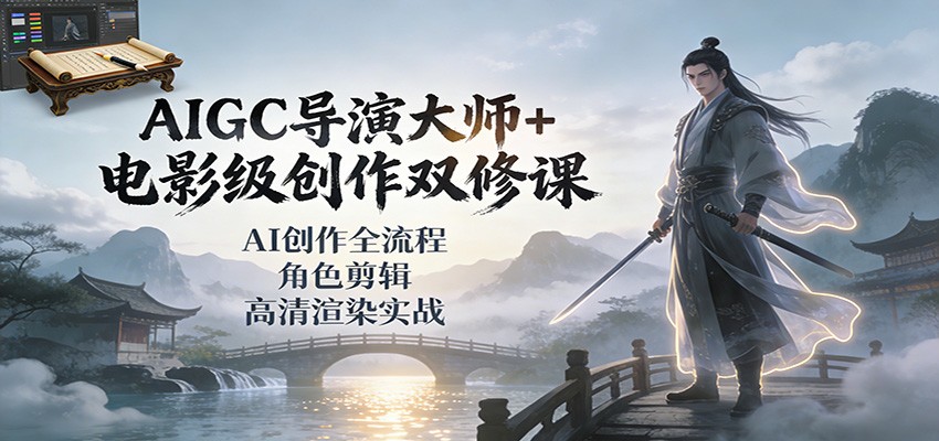 AIGC导演大师+电影级创作双修课：AI创作全流程、角色剪辑、高清渲染实战-路子网