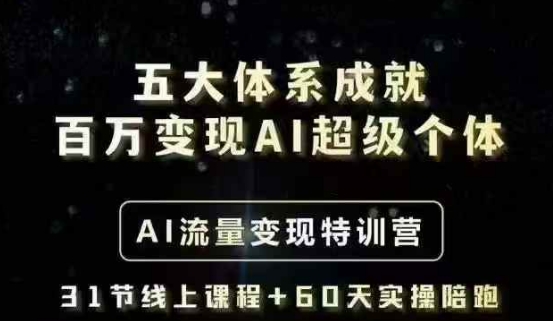 五大体系成就百万变现AI超级个体- AI流量变现特训营，一步一步教你一个人怎么年入百W-路子网