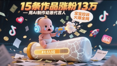 用AI制作幼崽代言人，宝宝的控诉火爆全网，15条作品涨粉13W，单号月入5位数实操教程-路子网