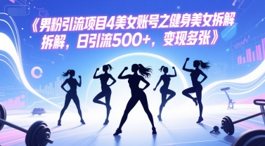 男粉引流项目4美女账号之健身美女拆解，日引流500+，变现多张-路子网