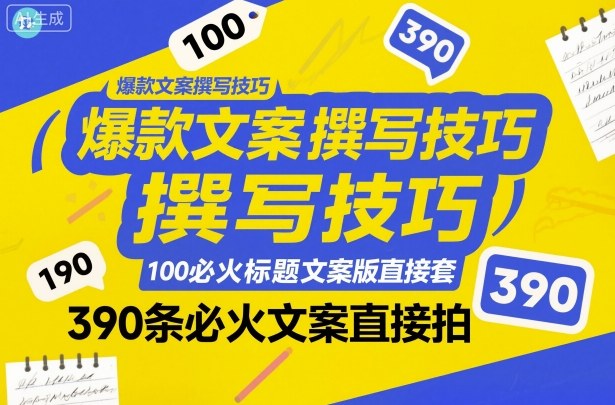 爆款文案撰写技巧，100个必火标题文案模版直接套，390条必火文案直接拍-路子网