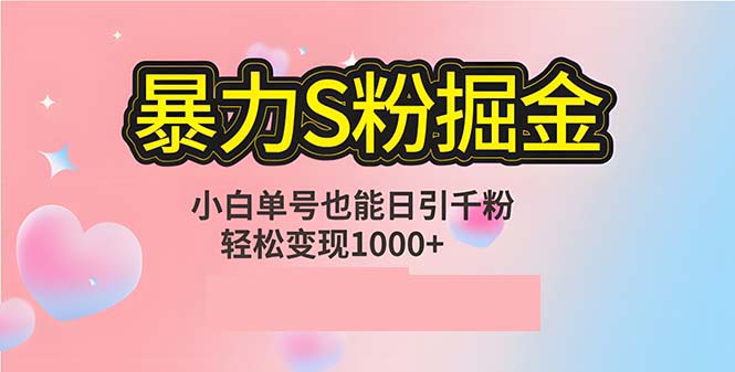 单人单机日引千粉，变现1000+，S粉流量掘金计划攻略-路子网