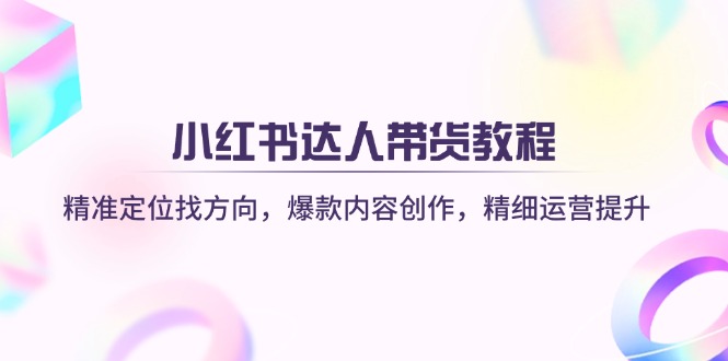 小红书达人带货教程：精准定位找方向，爆款内容创作，精细运营提升-路子网