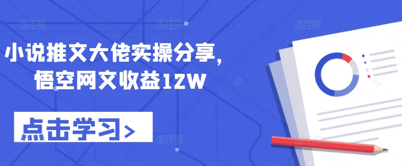 小说推文大佬实操分享，悟空网文收益12W-路子网