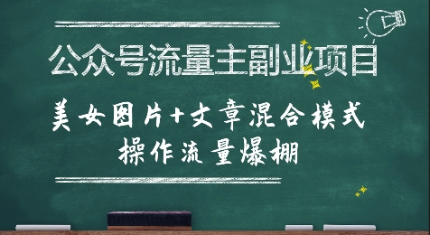 公众号流量主副业项目，美女图片+文章混合模式操作流量爆棚-路子网
