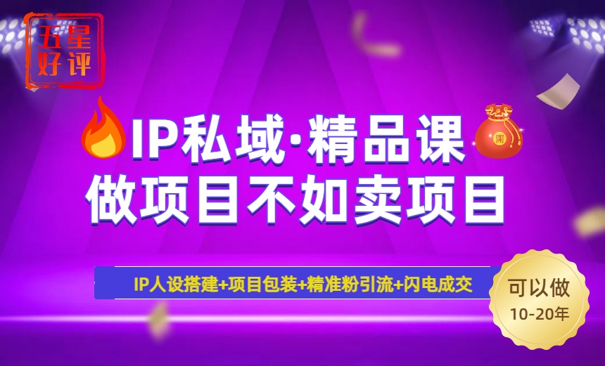 2025年“IP私域·密训精品课”，日赚3000+小白避坑年赚百万，暴力引流…-路子网