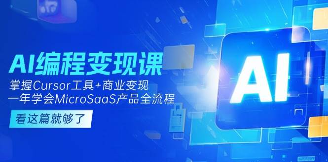 AI编程变现课：掌握Cursor工具+商业变现，一年学会MicroSaaS产品全流程-路子网