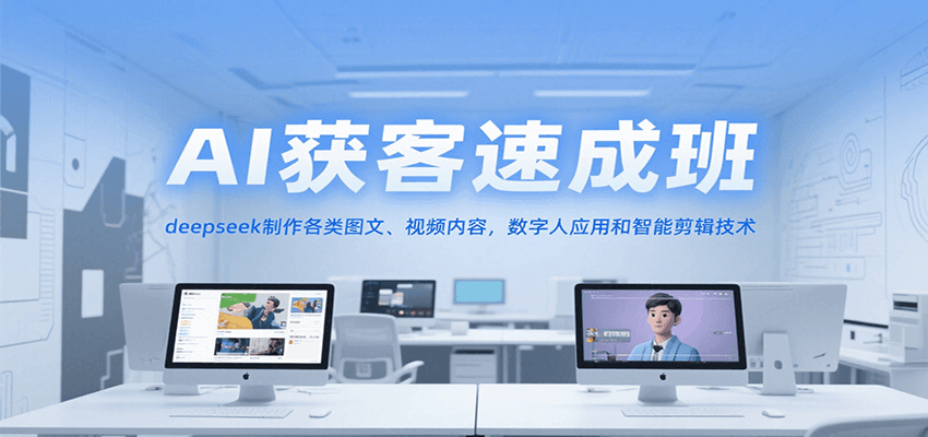 AI获客速成班，deepseek制作各类图文、视频内容，数字人应用和智能剪辑技术-路子网