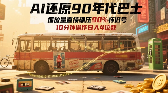AI还原90年代巴士，一帧就让70后泪崩，播放量直接碾压90%怀旧号，每天操作十分钟，日入四位数-路子网