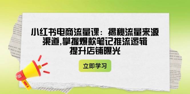 小红书电商流量课：揭秘流量来源渠道,掌握爆款笔记推流逻辑,提升店铺曝光-路子网