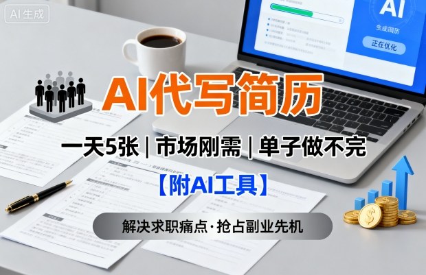 AI代写简历，一天5张，今年找工作难，市场刚需，单子做不完【附AI工具】-路子网