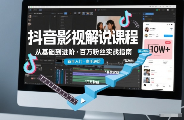 抖音百万粉丝影视解说课程，基础到进阶课，适合新手和进阶学习-路子网