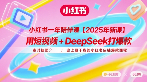 小红书一年陪伴课【2025年新课】，用短视频+deepSeek打爆款，史上最干货的小红书店铺爆款课程-路子网