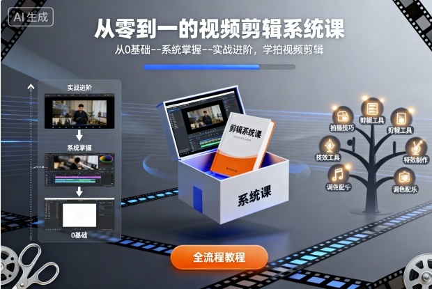 从零到一的视频剪辑系统课，从0基础--系统掌握--实战进阶，学拍视频剪辑-路子网